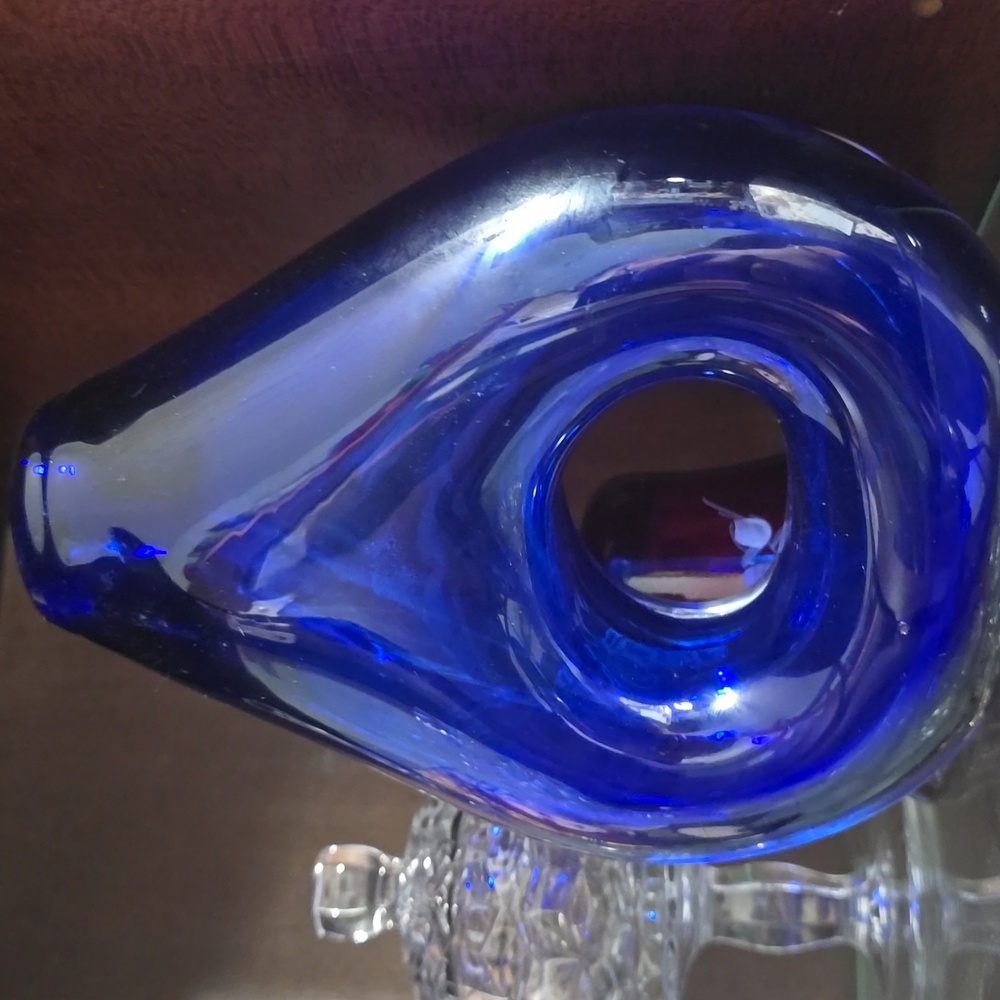 Studio Glass Cobalt Donut Vase